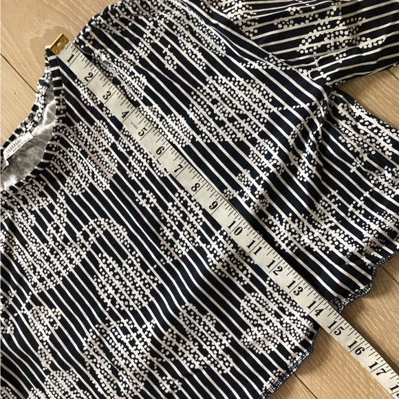 Zara Floral Print Stripe Cropped Long Sleeve Top in Navy & White Size M - Picture 2 of 9